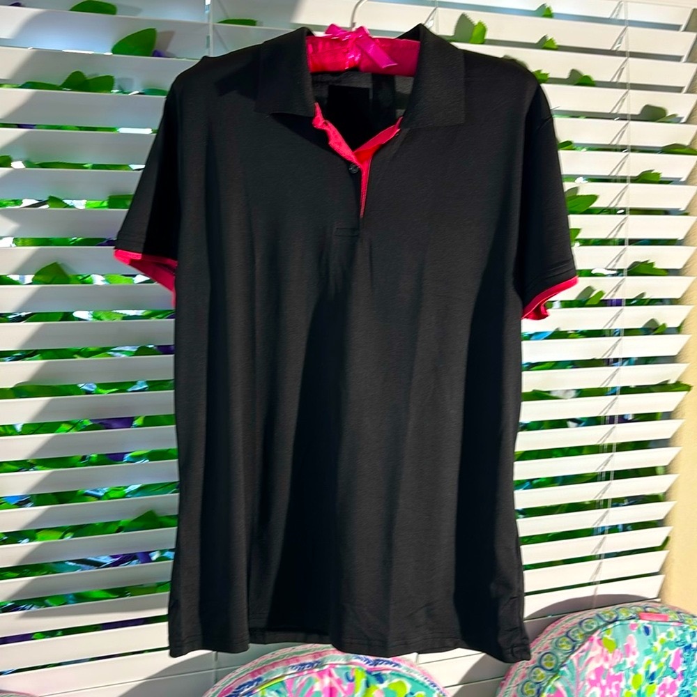 NEW! Black top with pink contrast color trim